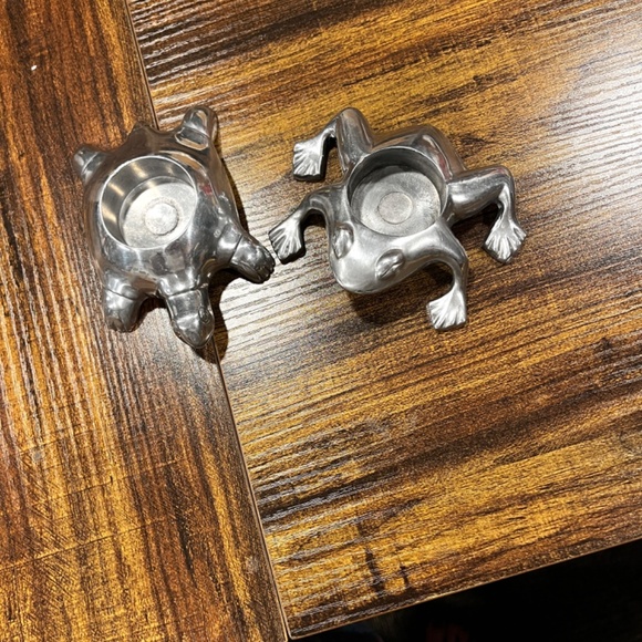 Restoration Hardware Frog & Turtle Aluminum Chrome Tea Light Candle Holders - Picture 3 of 7
